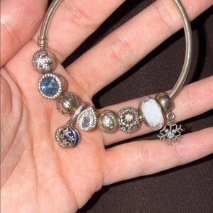 Pandora Silver and Blue Charm Bracelet